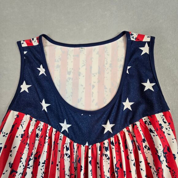 Patriotic Sleeveless round Collar Stripes & Stars Women's Flowy Tank Top NWOT - Picture 3 of 10